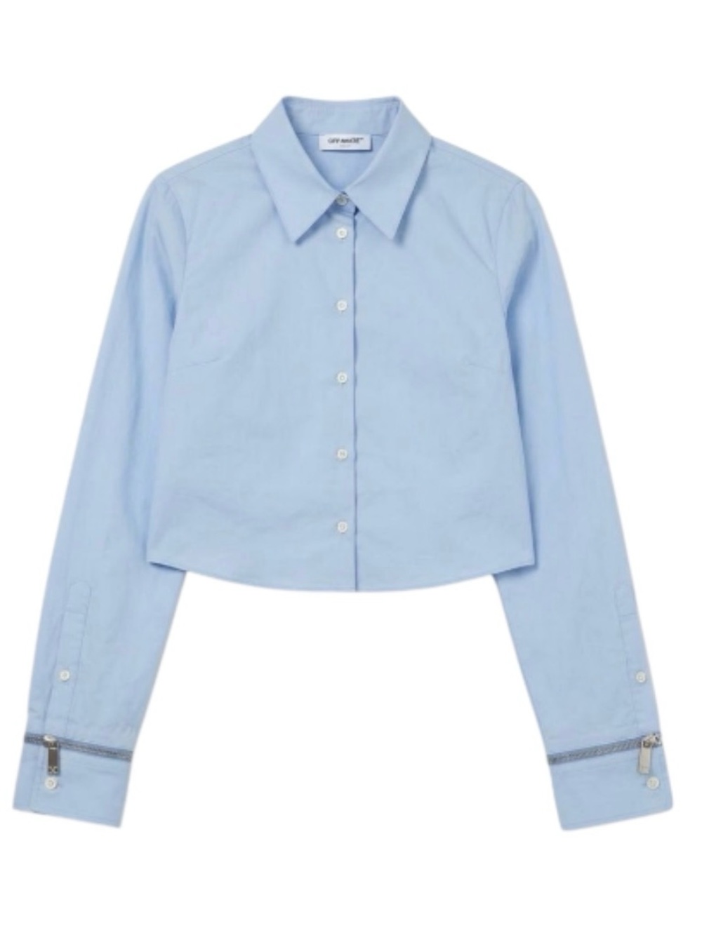 OFF-WHITE poplin zip dress shirt light button up blue size IT 36
